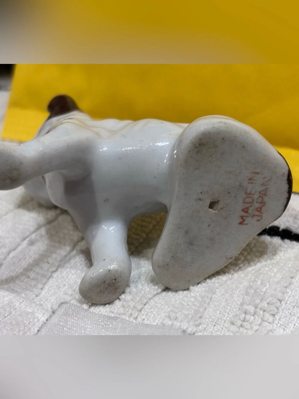Ceramic Brown & White Dog Figurine Pets Japan Terrier Bulldog